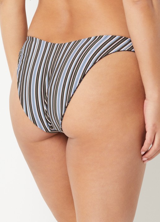 JETS Australia Laelia reversible tanga bikinislip met streepprint - achterkant donkerbruin