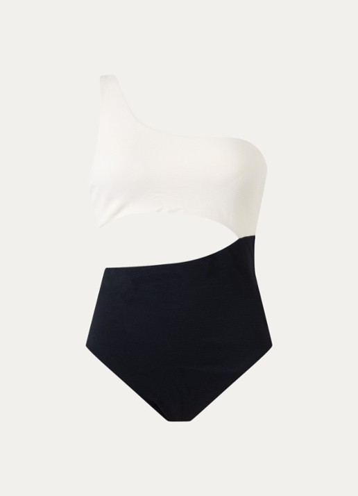 JETS Australia One shoulder badpak met uitneembare vulling en cut-out detail - voorkant 4 gebroken wit