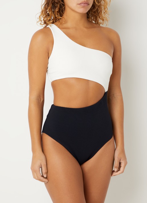 JETS Australia One shoulder badpak met uitneembare vulling en cut-out detail - voorkant 5 gebroken wit