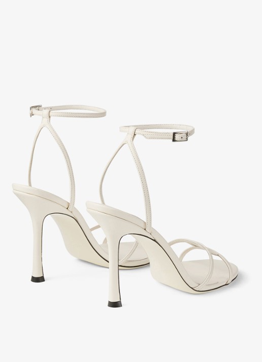Jimmy Choo 1998 Leo 100 sandalette van lamsleer - achterkant 6 gebroken wit