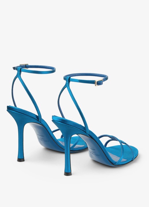 Jimmy Choo 1998 Leo 100 sandalette van satijn - achterkant 5 blauw