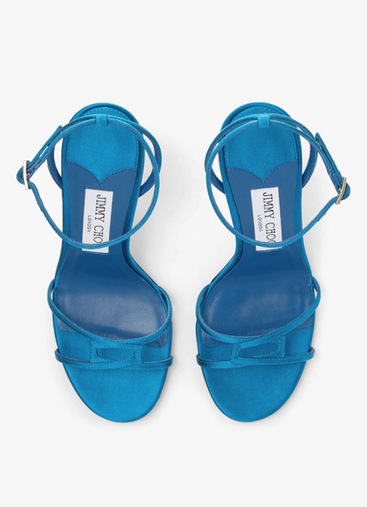Jimmy Choo 1998 Leo 100 sandalette van satijn - detail 3 blauw