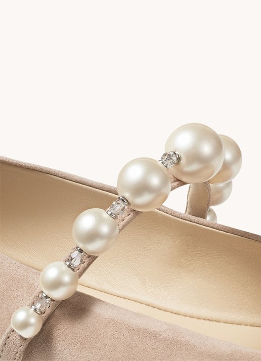 Jimmy Choo Ade ballerina met parels - detail 4 beige