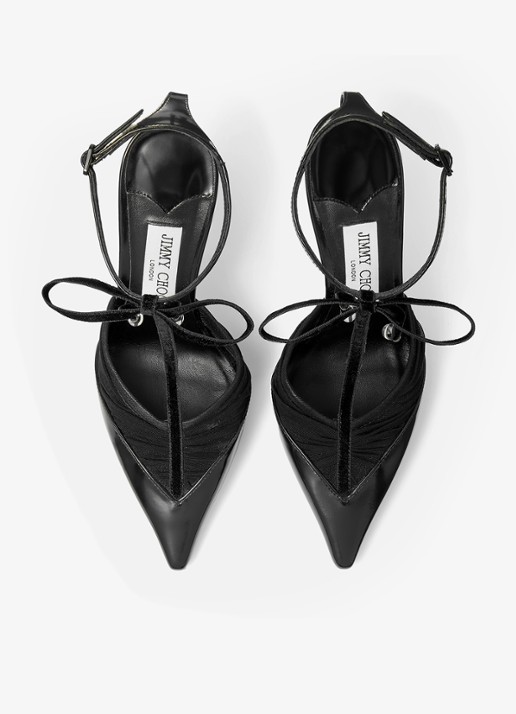 Jimmy Choo Afia/Mesh 100 sandalette van lamsleer met mesh details - detail zwart