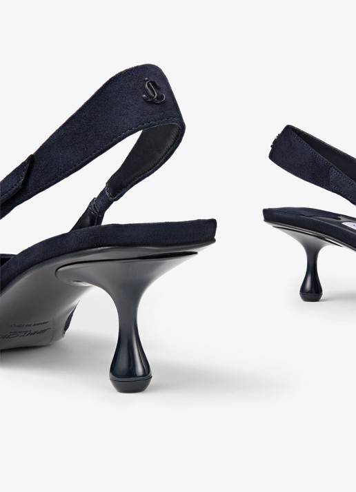 Jimmy Choo Amel 50 slingback van geitensuède - detail 3 donkerblauw