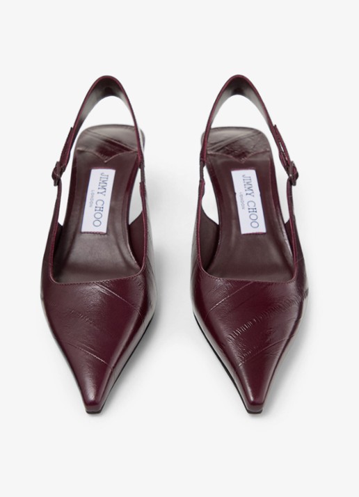 Jimmy Choo Amel 50 slingback van leer - detail donkerrood
