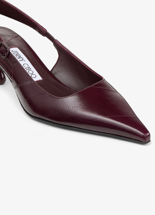 Jimmy Choo Amel 50 slingback van leer - detail 2 donkerrood