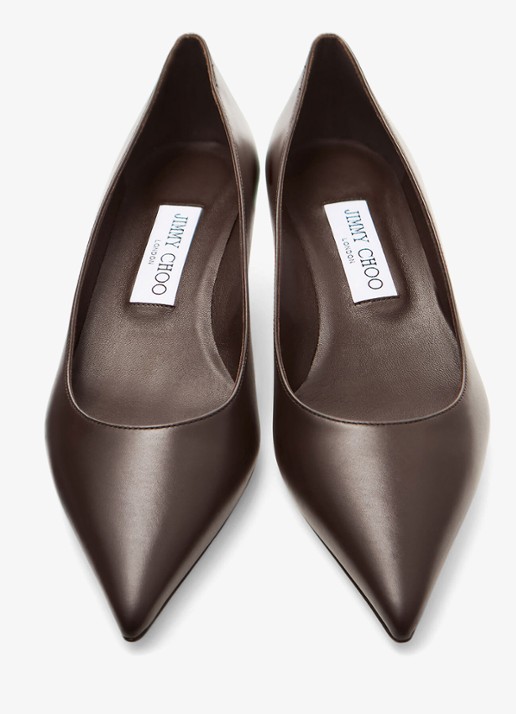 Jimmy Choo Amelia pump van kalfsleer - detail 2 donkerbruin