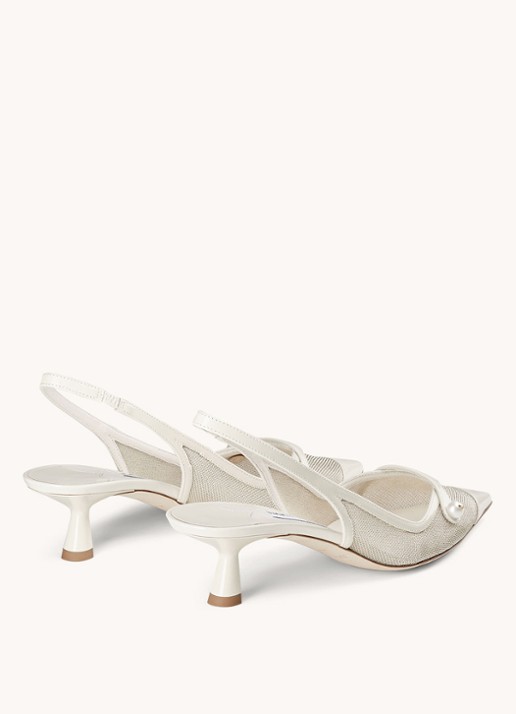 Jimmy Choo Amita 45 slingback met kalfsleren details - detail 3 gebroken wit