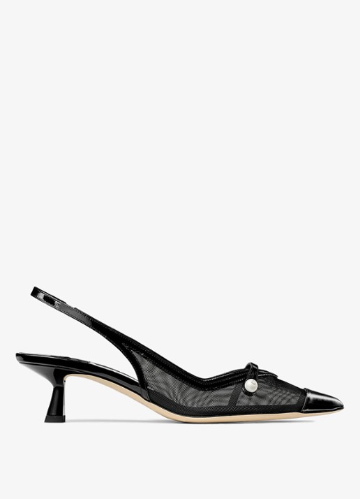 Jimmy Choo Amita 45 slingback van lakleer met mesh details