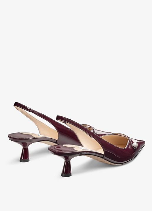 Jimmy Choo Amita 45 slingback van lakleer - detail 3 bordeauxrood