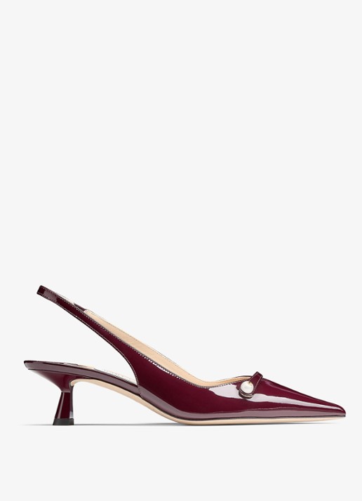 Jimmy Choo Amita 45 slingback van lakleer - voorkant 4 bordeauxrood