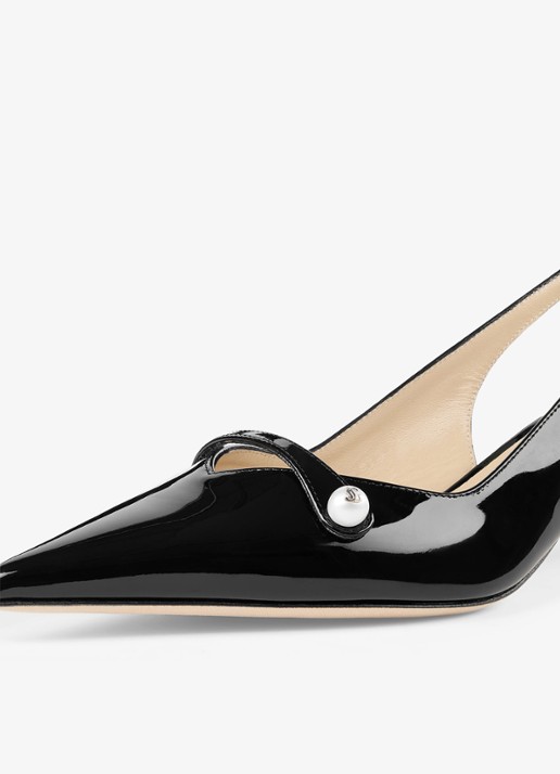 Jimmy Choo Amita 45 slingback van lakleer - detail 2 zwart