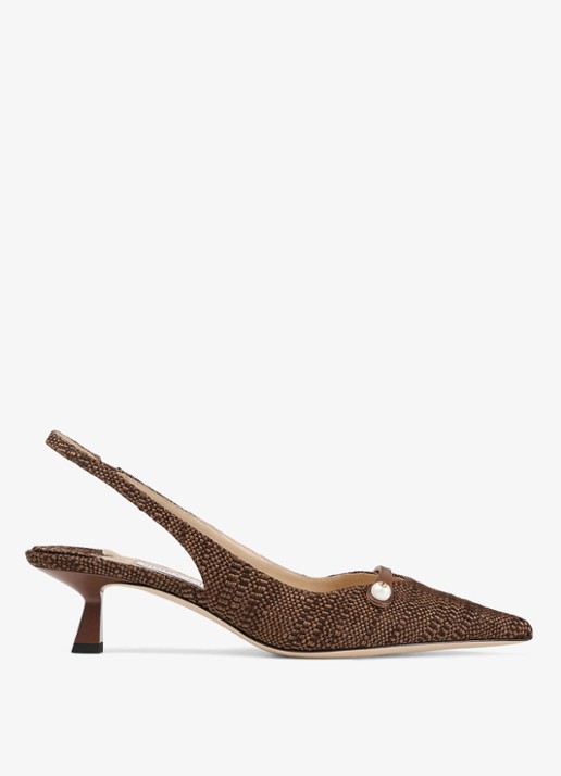Jimmy Choo Amita 45 slingback van raffia met leren details
