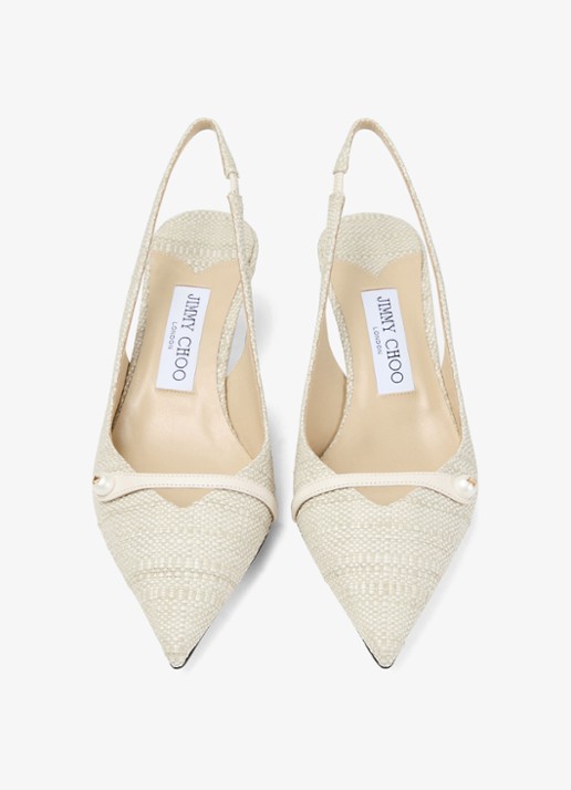 Jimmy Choo Amita 45 slingback van raffia met leren details - detail 2 beige