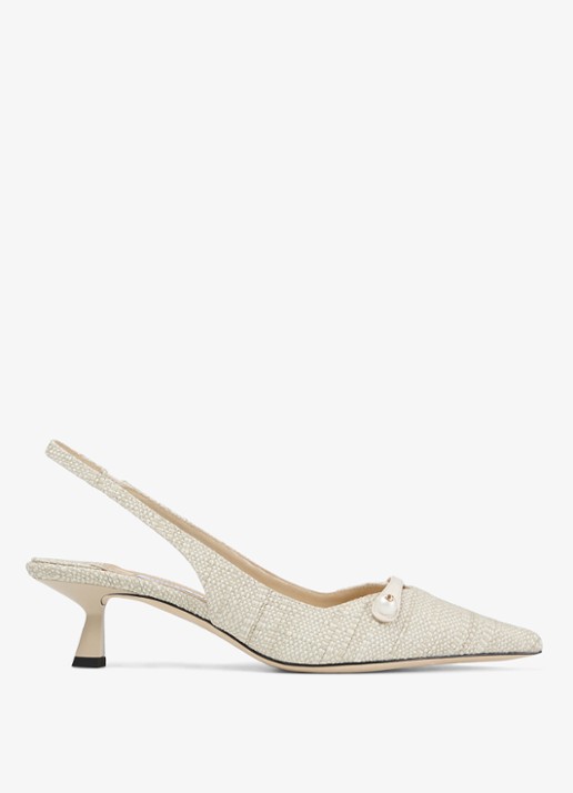 Jimmy Choo Amita 45 slingback van raffia met leren details