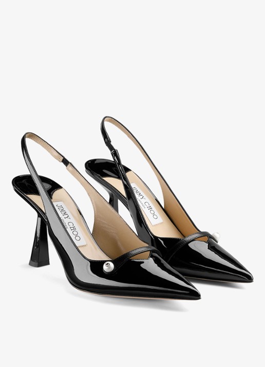 Jimmy Choo Amita 85 slingback van lakleer - voorkant 2 zwart