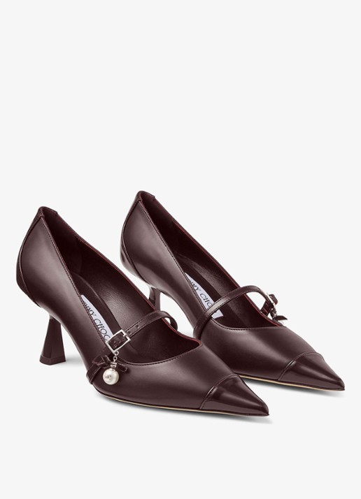 Jimmy Choo Aren 65 pump van kalfsleer - voorkant 2 bordeauxrood