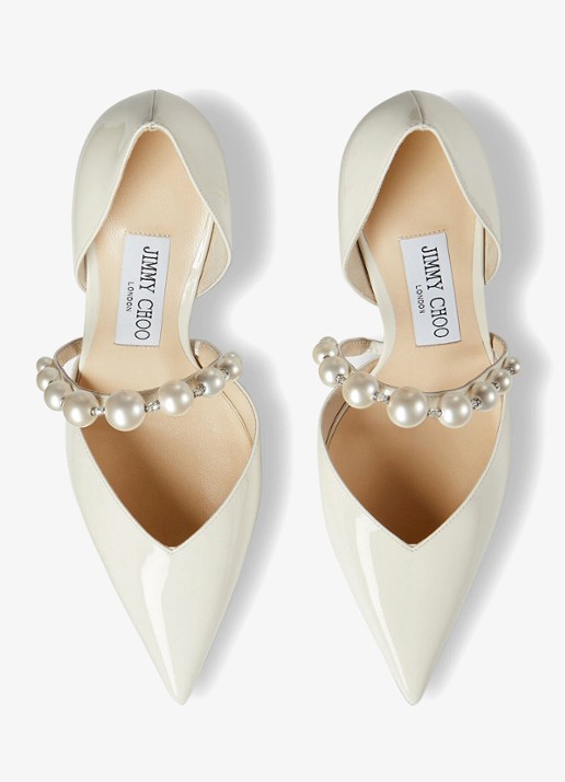 Jimmy Choo Aurelie pump van lakleer met kristal - detail 4 wit