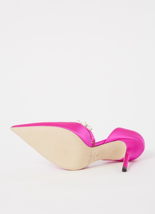 Jimmy Choo Aurelie pump van satijn met kristal - detail 7 fuchsia