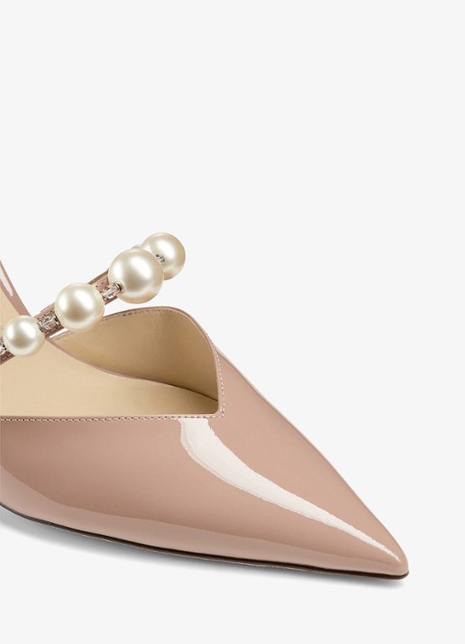 Jimmy Choo Aurelie sandalette van lakleer met kristal - detail 3 donkerbeige