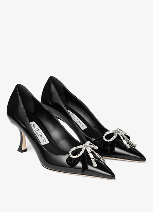 Jimmy Choo Auria 70 pump van lamsleer - voorkant 4 zwart