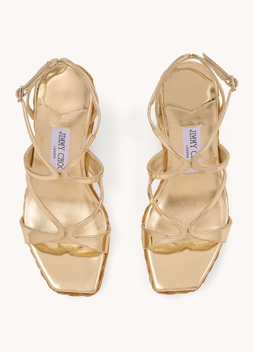 Jimmy Choo Ayla 110 sleehak met kalfsleren details - detail 3 goud