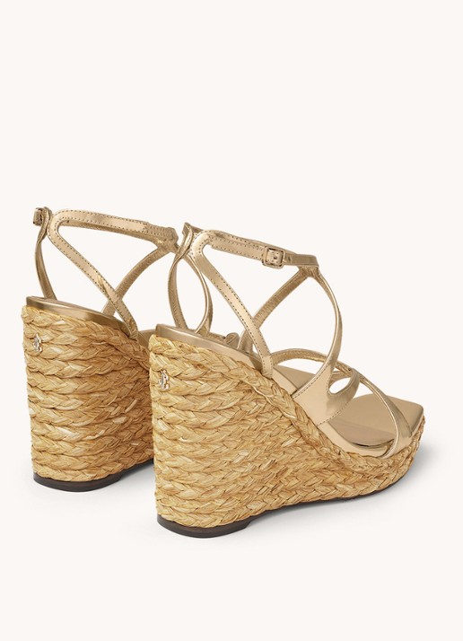 Jimmy Choo Ayla 110 sleehak met kalfsleren details - detail 4 goud