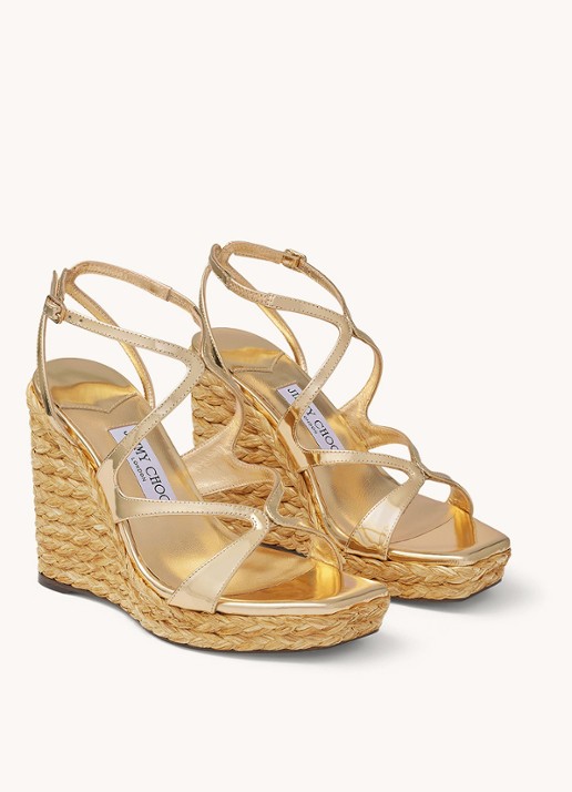 Jimmy Choo Ayla 110 sleehak met kalfsleren details - voorkant 2 goud