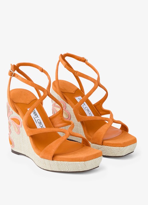 Jimmy Choo Ayla 110 sleehak van suède - voorkant 3 orange