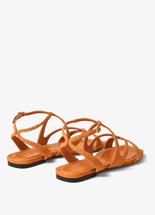 Jimmy Choo Ayla sandaal van geitensuède - achterkant orange