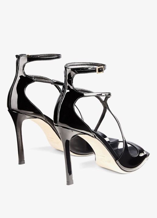 Jimmy Choo Azia 95 sandalette van lakleer - achterkant zwart