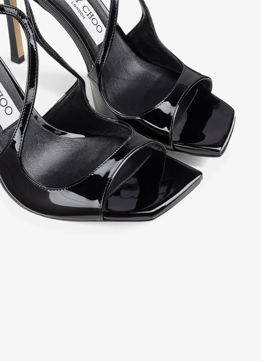 Jimmy Choo Azia 95 sandalette van lakleer - detail 3 zwart