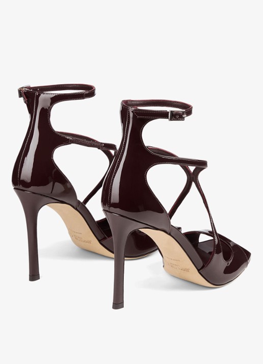 Jimmy Choo Azia 95 sandalette van lakleer - achterkant 4 deep merlot