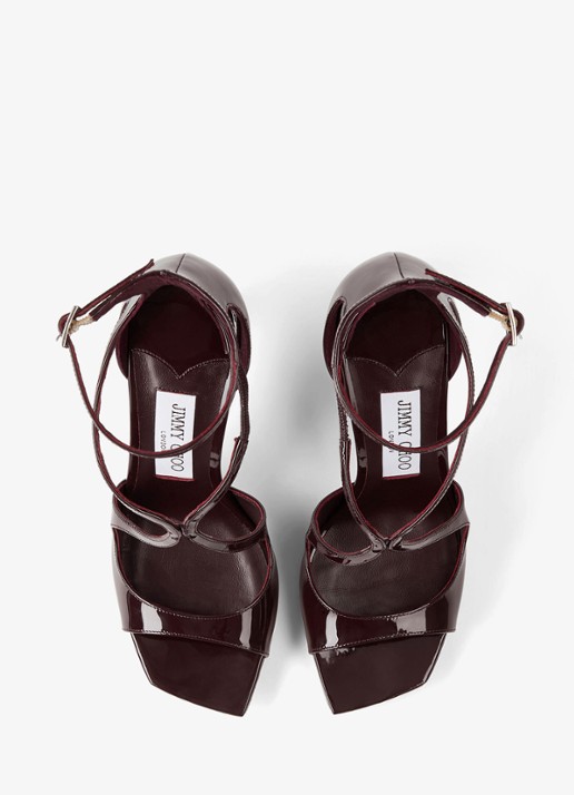 Jimmy Choo Azia 95 sandalette van lakleer - detail 3 deep merlot