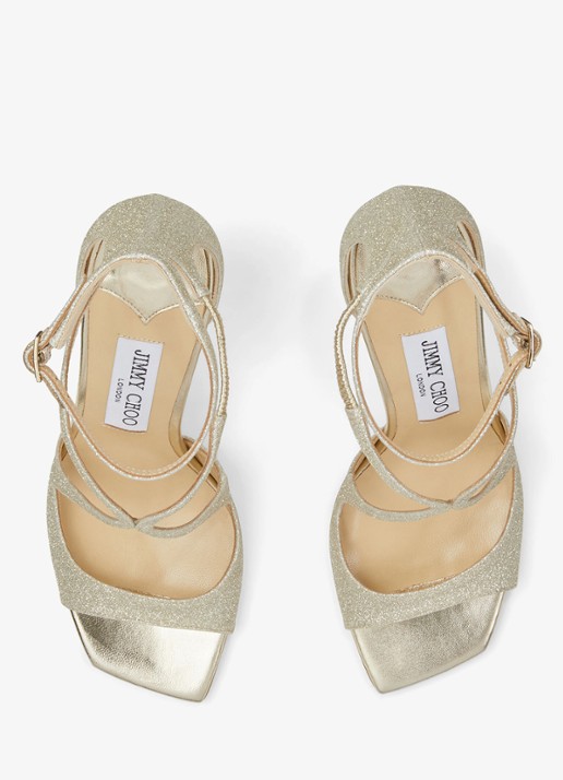 Jimmy Choo Azia sandalette van leer met glitter - detail 2 zilver