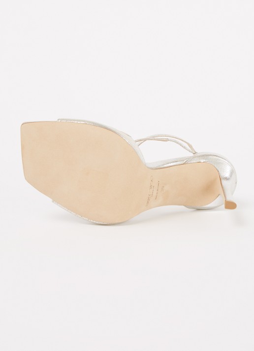 Jimmy Choo Azia sandalette van leer met metallic finish - detail 6 zilver