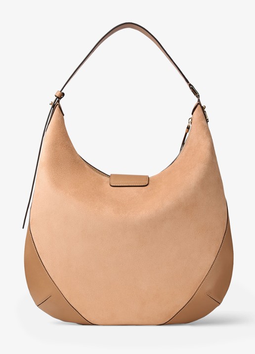 Jimmy Choo Bar Hobo/M schoudertas van suède - achterkant lichtbruin