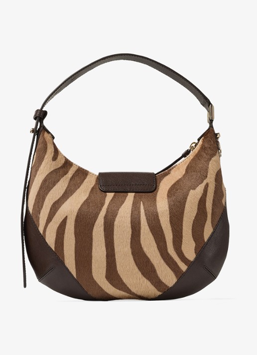 Jimmy Choo Bar Hobo/S schoudertas van kalfsleer met ponyhair - achterkant 5 bruin