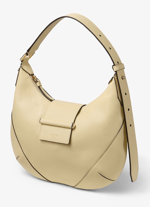 Jimmy Choo Bar Hobo/S schoudertas van lamsleer - voorkant 2 creme