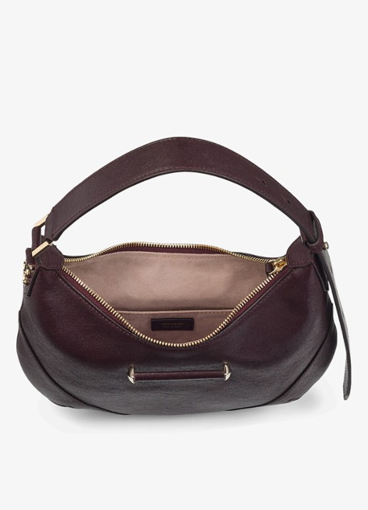 Jimmy Choo Bar Hobo/S schoudertas van lamsleer - detail 4 donkerbruin