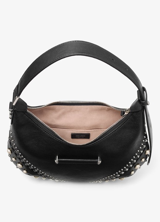 Jimmy Choo Bar Hobo/S schoudertas van schapenleer met studs - detail 4 zwart