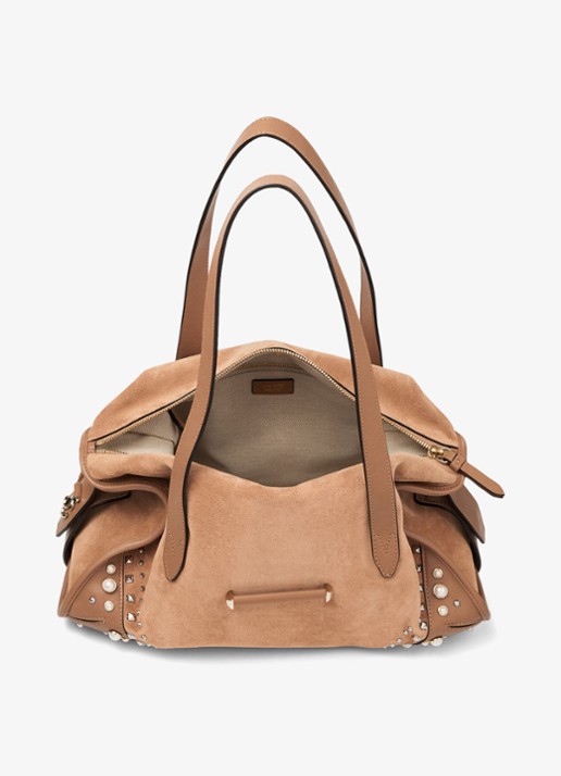 Jimmy Choo Bar Holdall Medium schoudertas van suède met studs - detail 4 bruin