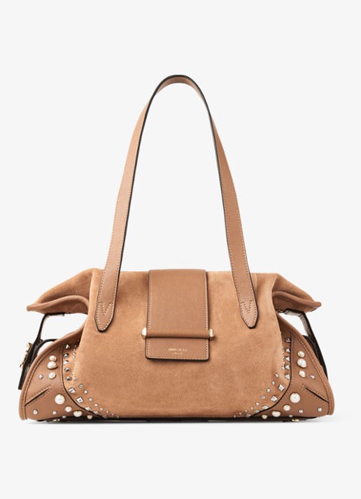 Jimmy Choo Bar Holdall Medium schoudertas van suède met studs