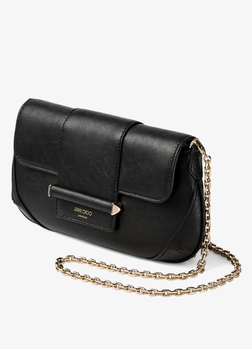 Jimmy Choo Bar Wallet/Chain crossbodytas van lamsleer - voorkant 5 zwart