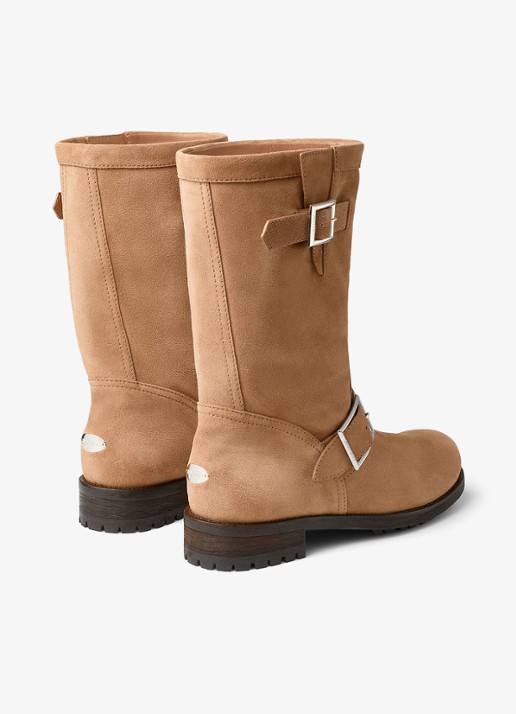 Jimmy Choo Biker boot van kalfssuède - achterkant bruin