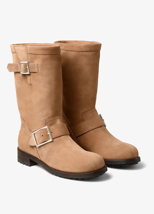 Jimmy Choo Biker boot van kalfssuède - voorkant 4 bruin
