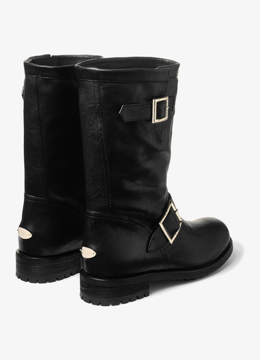Jimmy Choo Biker Mid biker boot van schapenleer - achterkant 4 zwart