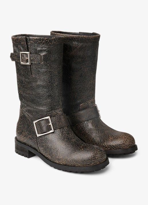 Jimmy Choo Biker Mid biker boot van schapenleer - voorkant 2 zwart