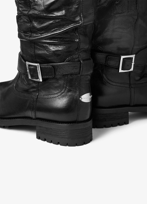 Jimmy Choo Biker overknee laars van lamsleer - detail 3 zwart
